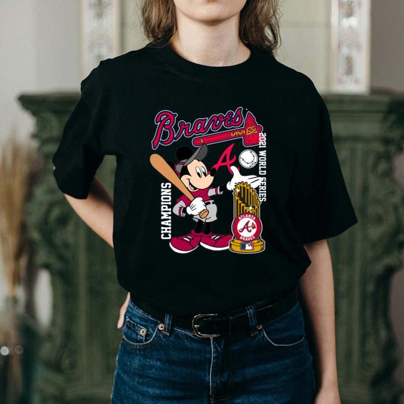 Atlanta Braves 2022 World Series Champions Mickey Mouse T-Shirt - Image 2