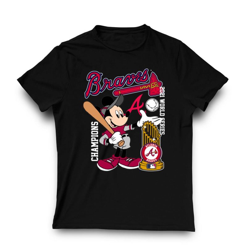 Atlanta Braves 2022 World Series Champions Mickey Mouse T-Shirt - Image 3
