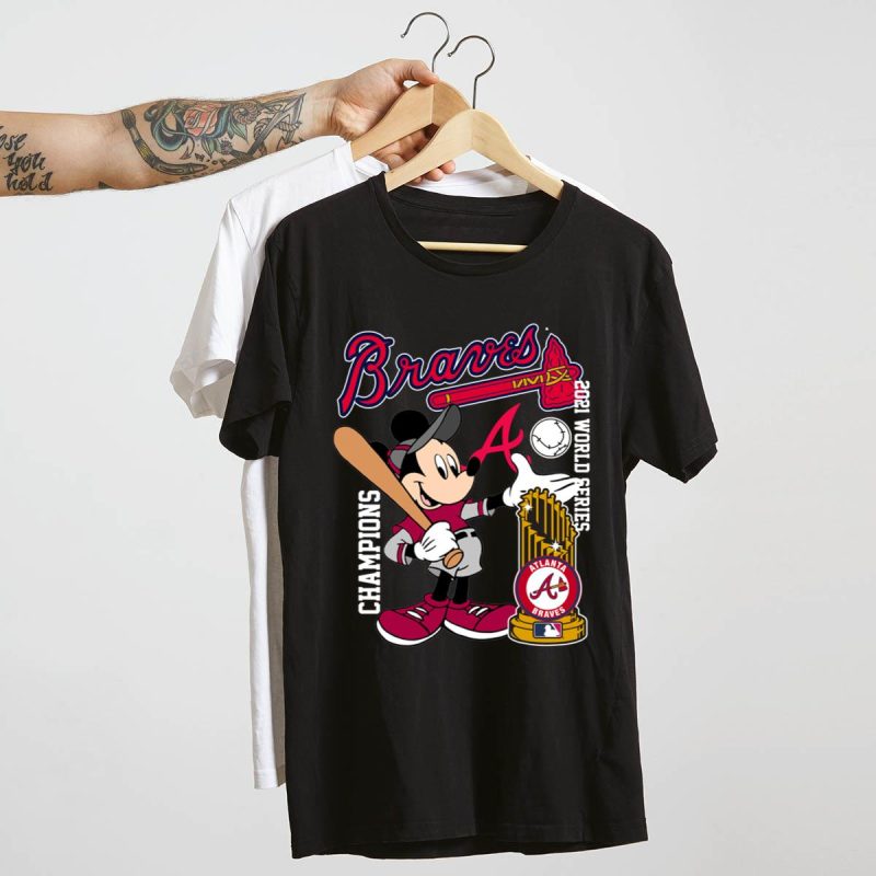 Atlanta Braves 2022 World Series Champions Mickey Mouse T-Shirt - Image 4