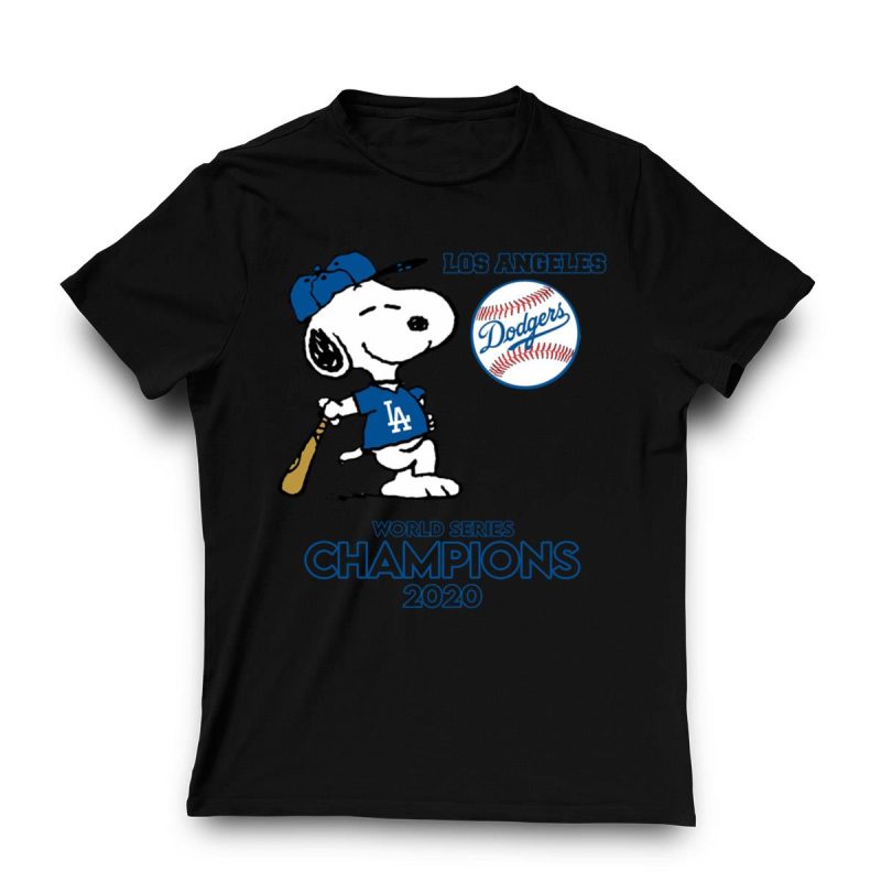 Snoopy Los Angeles Dodgers 2020 World Series Champions T-Shirt - Image 3