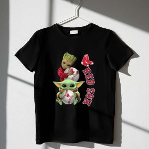 Baby Groot & Baby Yoda Boston Red Sox Fan T-Shirt for Kids