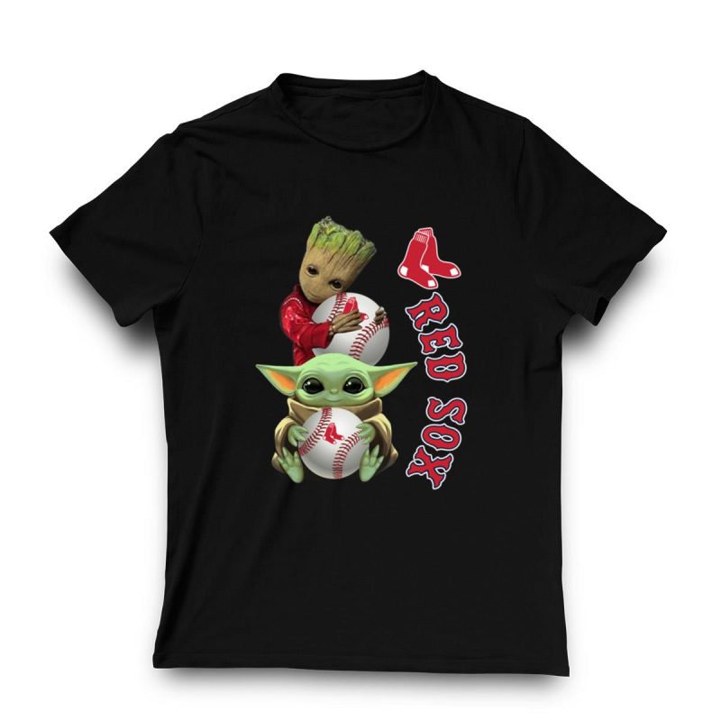 Baby Groot & Baby Yoda Boston Red Sox Fan T-Shirt for Kids - Image 3