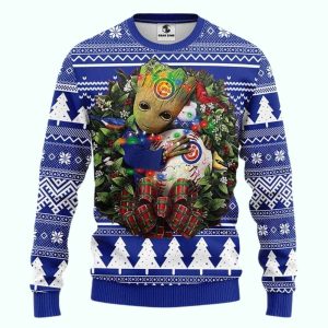 Baby Groot Hug Ball Chicago Cubs Ugly Sweater