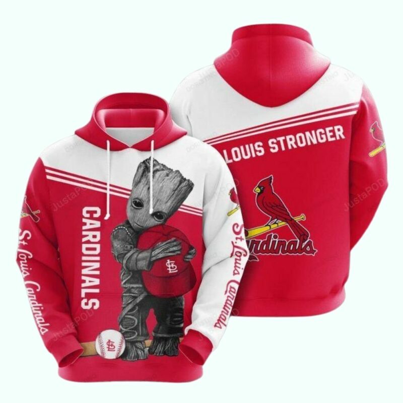 Baby Groot Hug St. Louis Cardinals Graphic Hoodie – Unisex Printed Sweatshirt