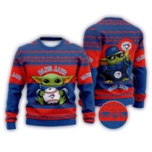 Baby Yoda Baseball Toronto Blue Jays Ugly Christmas Sweater
