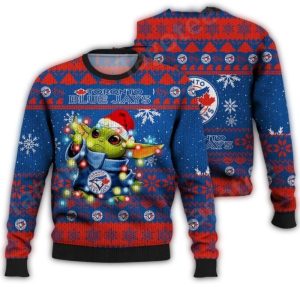 Baby Yoda Christmas Lights Toronto Blue Jays Ugly Sweater