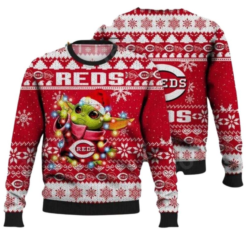Baby Yoda Cincinnati Reds Ugly Sweater