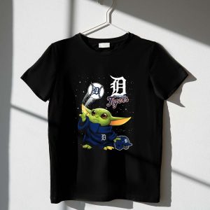 Baby Yoda Detroit Tigers Baseball T-Shirt - Fun Graphic Tee For Fans