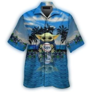 Baby Yoda Hold Ball Tampa Bay Rays Tropical Hawaiian Shirt