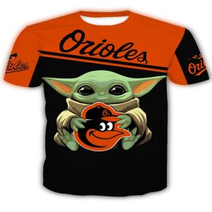 Baby Yoda Baltimore Orioles All Over Print T-Shirt For Fans