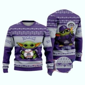 Baby Yoda Baseball Colorado Rockies Ugly Christmas Sweater