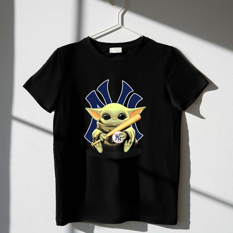 Baby Yoda Hug New York Yankees Baseball Bat T Shirt t shirt 1 1
