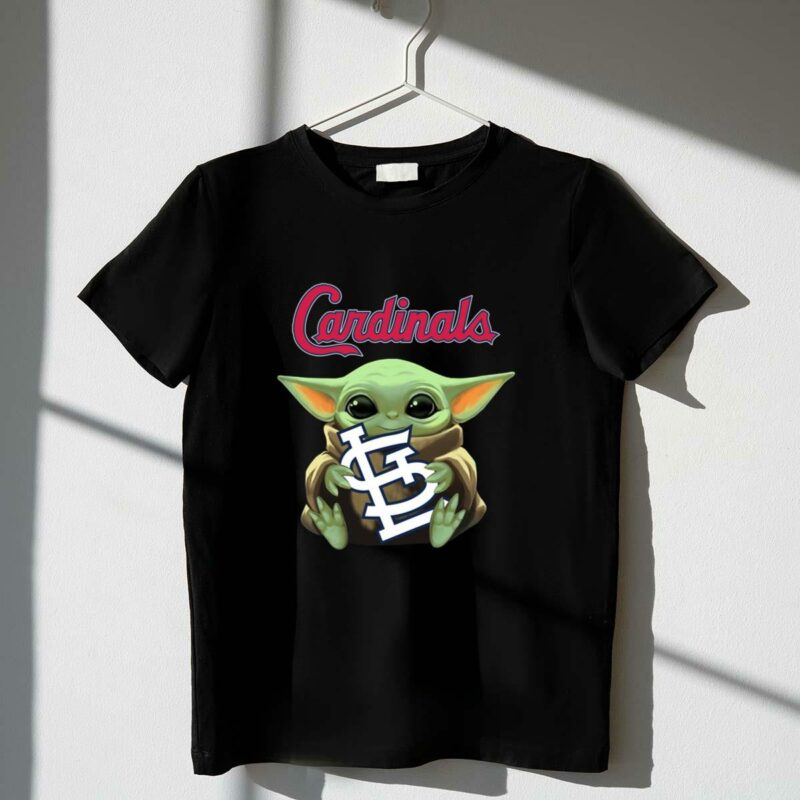 Baby Yoda Hug St Louis Cardinals Graphic T-Shirt – Unisex Gift Tee - Image 4
