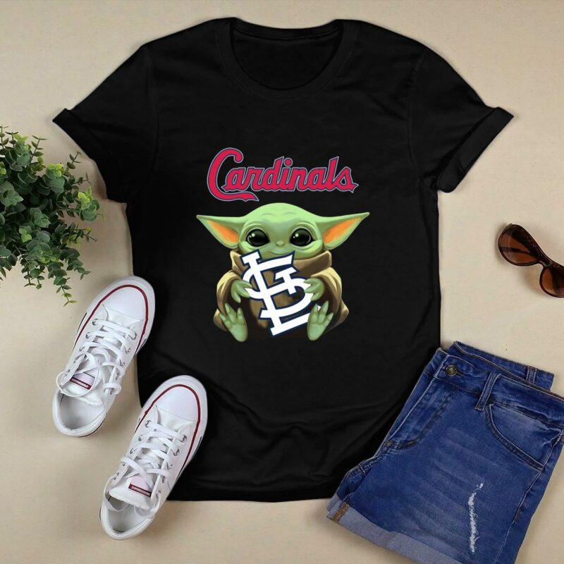 Baby Yoda Hug St Louis Cardinals Graphic T-Shirt – Unisex Gift Tee - Image 5