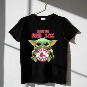 Baby Yoda Hugs Boston Red Sox Baseball T-Shirt for Kids & Fans