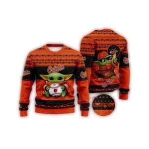 Baby Yoda Baltimore Orioles Christmas Ugly Sweater For Fans