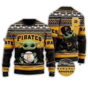 Baby Yoda Pittsburgh Pirates Christmas Ugly Sweater for Fans