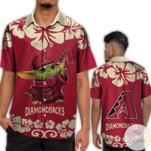 Baby Yoda With Arizona Diamondbacks Hawaiian Shirt