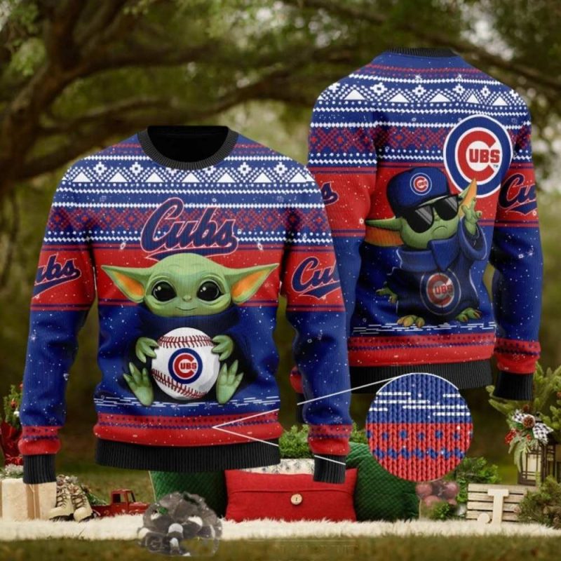 Baby Yoda With Chicago Cubs Ugly Sweater