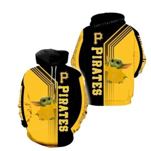 Baby Yoda Graphic Printed Unisex Hoodie - Pittsburgh Pirates Design