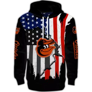 Baltimore Orioles American Pride All-Over Print Hoodie For Fans