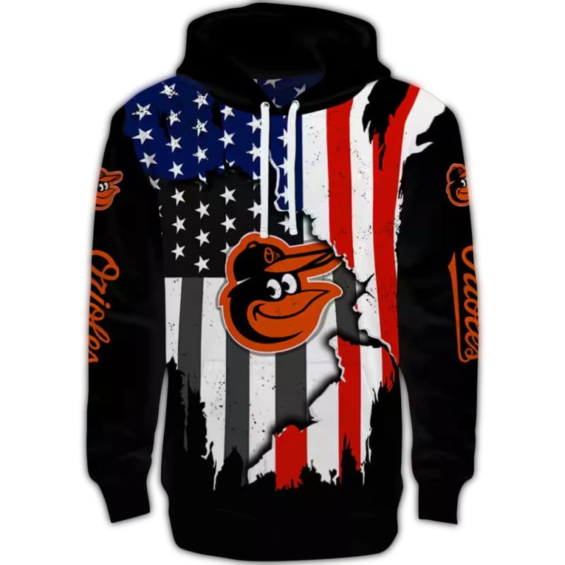 Baltimore Orioles American Pride AOP Hoodie 1