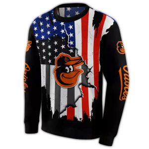 Baltimore Orioles American Pride All-Over Print Hoodie For Fans