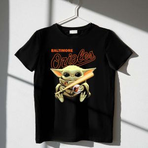 Baltimore Orioles Baby Yoda Baseball T-Shirt For Kids