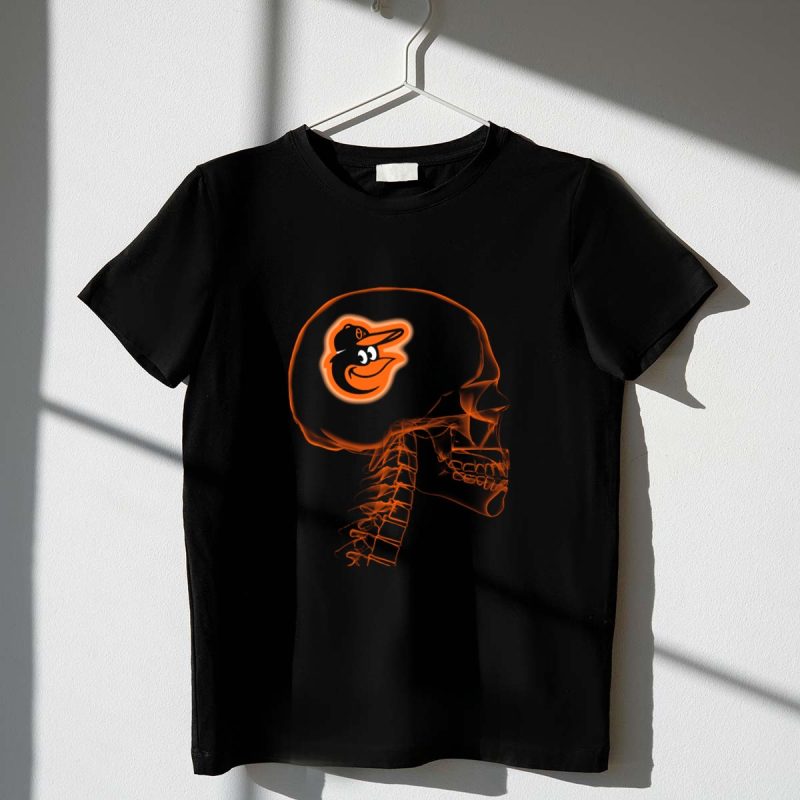 Baltimore Orioles Baseball Logo Inside Human Skull Brain X Ray T Shirt t shirt 1 1