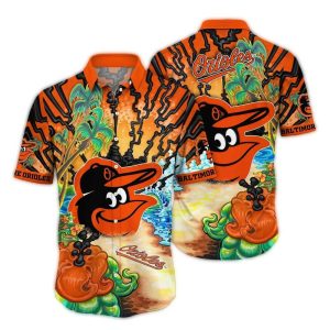 Baltimore Orioles Tropical Hawaiian Shirt - Beach Inspired Apparel