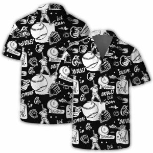 Baltimore Orioles Black & White Hawaiian Shirt - Baseball Vibes Style