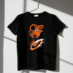 Baltimore Orioles Captain America Shield Logo T-Shirt - Unique Crossover Design