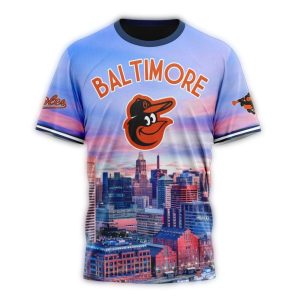 Baltimore Orioles Cityscape All-Over Print T-Shirt For Fans