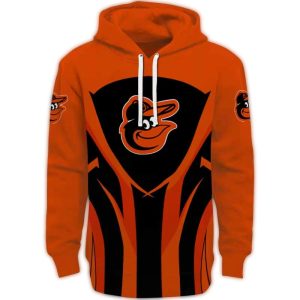 Baltimore Orioles All Over Print Hoodie With Concentric Lines Design