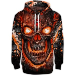 Demonic Skull All Over Print Hoodie - Baltimore Orioles Fan Gear