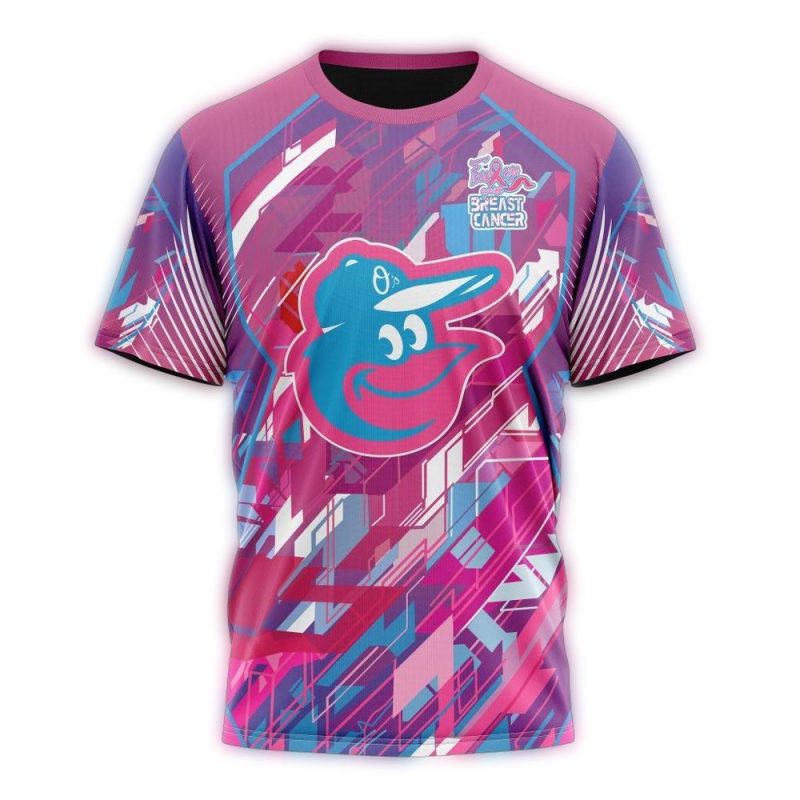 Baltimore Orioles Fearless Against Breast Cancer AOP T Shirt 1