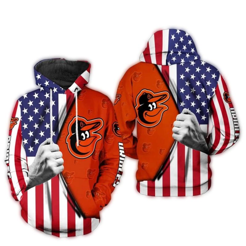 Baltimore Orioles Flag American For 4th Of July AOP Hoodie 1
