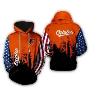 Vintage Baltimore Orioles All Over Print Hoodie - American Flag Design