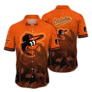 Vintage Flaming Hawaiian Shirt - Baltimore Orioles Baseball Fan Apparel