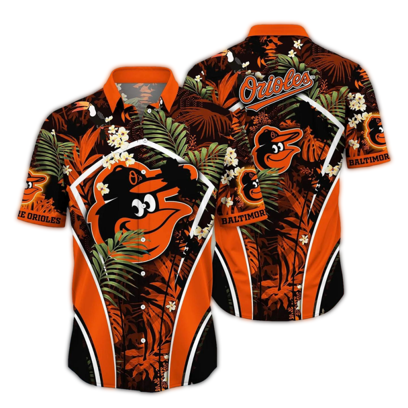 Baltimore Orioles Floral Leafs Uniform Tropical Hawaiian Shirt 1
