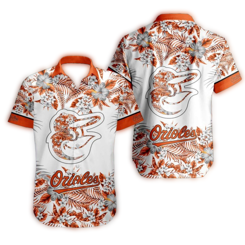 Baltimore Orioles Flower Floral Pattern Vintage Hawaiian Shirt 1