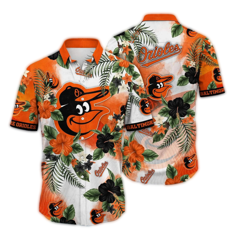Baltimore Orioles Flower Pattern Tropical Hawaiian Shirt 1