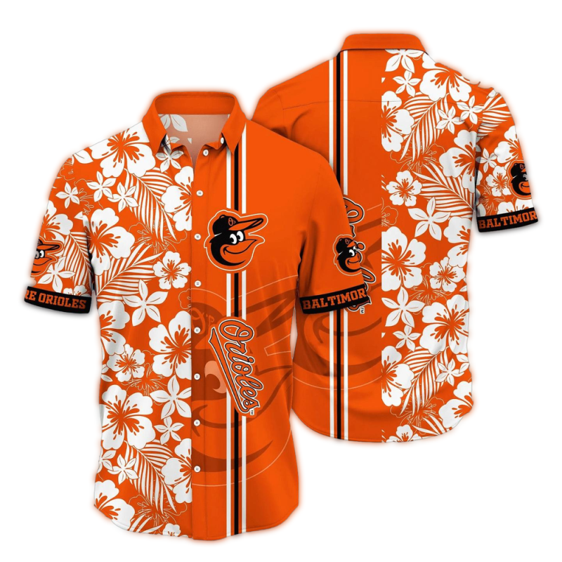 Baltimore Orioles Flower Stripe Vintage Hawaiian Shirt 1