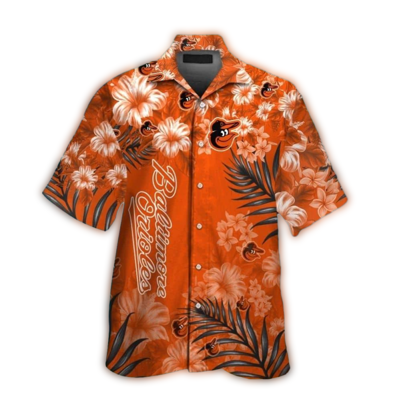 Baltimore Orioles Flower and Leafs Pattern Hawaiian Shirt 1