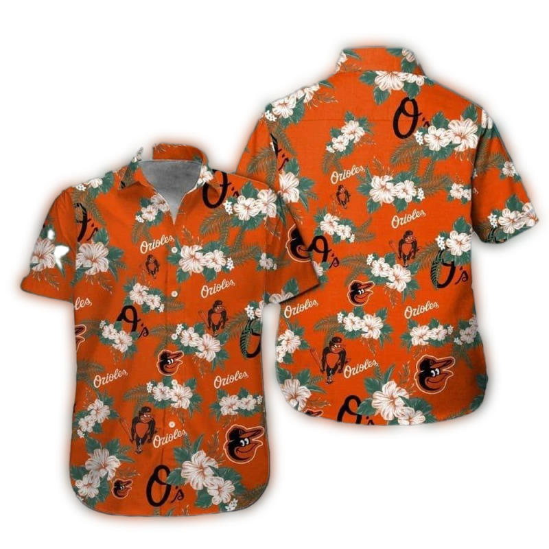 Baltimore Orioles Flowers Pattern Hawaiian Shirt 1