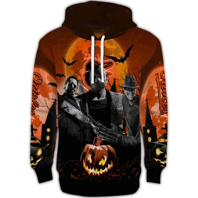 Baltimore Orioles Friends Horror Halloween Vibes AOP Hoodie 1
