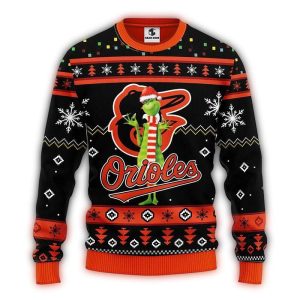 Funny Grinch Christmas Sweatshirt For Baltimore Orioles Fans