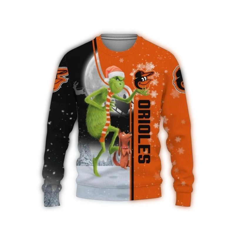 Baltimore Orioles Grinch and Scooby Doo Ugly Christmas Sweater 1
