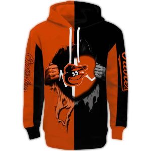 Baltimore Orioles Heartbeat Graphic All-Over Print Hoodie For Fans