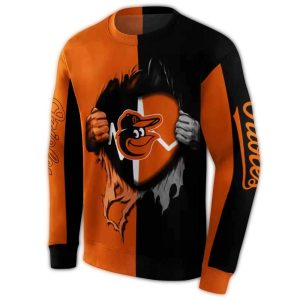 Baltimore Orioles Heartbeat Graphic All-Over Print Sweatshirt For Fans